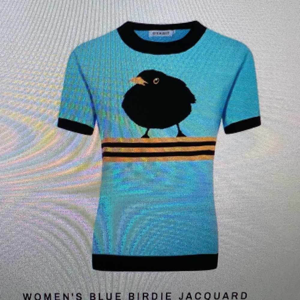 OXKNIT Retro Blue Birdie Jacquard Knitwear